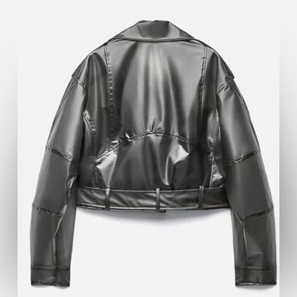 ZARA TRANSPARENT CROPPED RAIN COAT BIKER - Picture 8 of 9